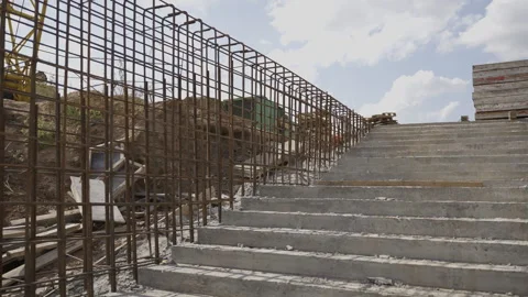 Concrete entry steps designed for passenger convenience Stock Footage 296713830