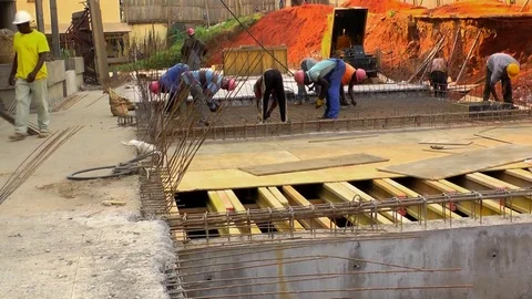 Concrete fabrication on a site Stock Footage 80848165