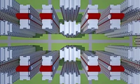 Concrete faceless multi-storey building top view Ilustración de archivo