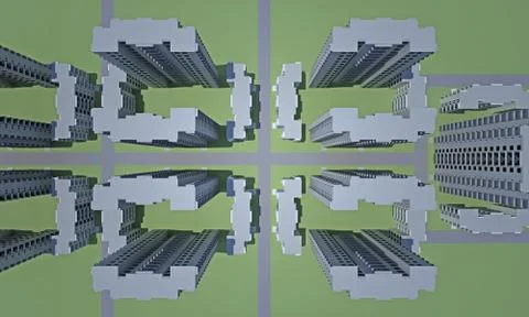 Concrete faceless multi-storey building top view Ilustración de archivo