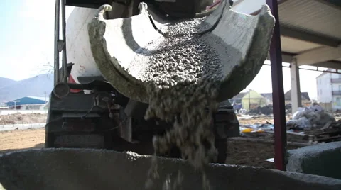 Concrete falling from mixer Stock Footage 47924319