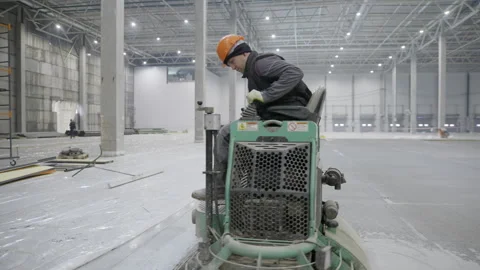 Concrete Finishing Machine Functioning Effectively for Perfectly Smooth Surface Video stock 296780952