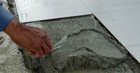 Concrete finishing process construction site step-by-step guide indoor close-up Видео 332792175
