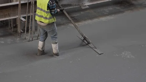 Concrete floor casting Stock Footage 104747427