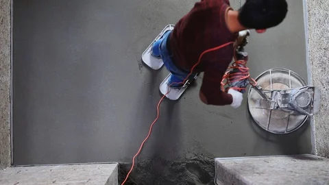 Concrete floor final grinding Stock Footage 128198184