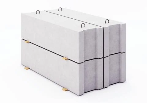Concrete foundation blocks on white background. 3D rendering Stock Illustration