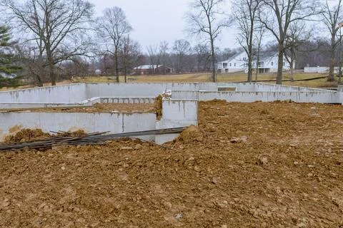 Concrete foundation of building Stock Photos