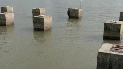 Concrete foundation in the water Video stock 154553789