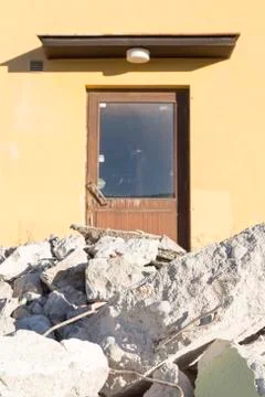 Concrete in front of empty house. Stock Photos