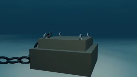 Concrete gravity anchor on soft deep seabed seabed level loop Video stock 344651714