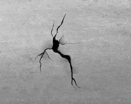 Concrete gray wall with cracks and hole vector illustration. Stock Illustration