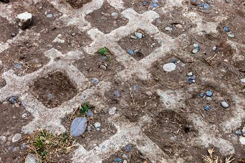 Concrete grid on the sidewalk Stock Photos