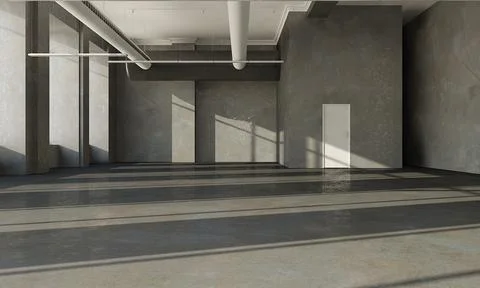 Concrete hall interior Stock Illustration