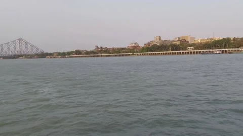 Concrete has been dropped  to prevent the erosion of the Ganges . Stock Footage 183383125