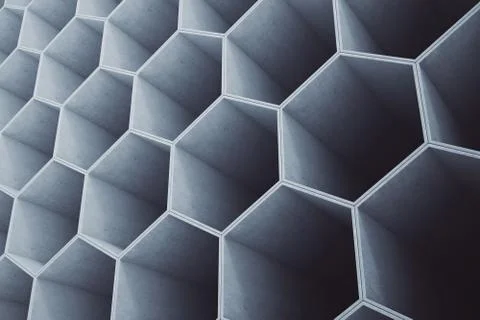 Concrete honeycomb, hexagon pattern background or wallpaper. 3D Rendering Stock Illustration