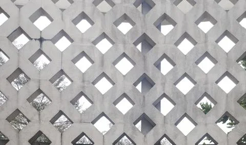 Concrete Lattice Wall Pattern  Diamond Geometric Ventilation Bloc Stock Photos