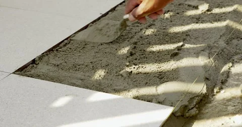 Concrete laying process tutorial indoor construction site home improvement Vídeos de archivo 329502806