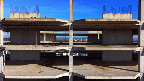 Concrete levels of building under construction Video stock 334311497