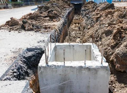 Concrete manhole is underconstruction; Foto stock