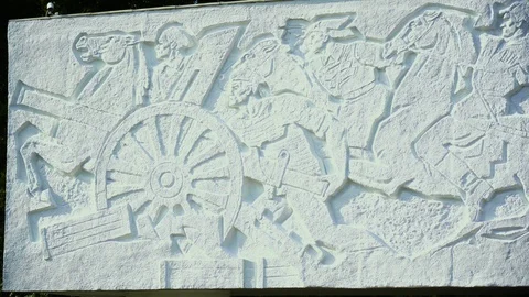 The concrete memorial as memory of immortal feat of people in World War II. Stock Footage 110583099