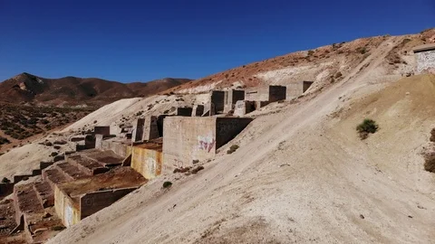 Concrete Mining Foundations in the Desert - Aerial Drone Stock Footage 112499262