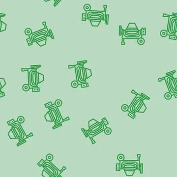 Concrete mixer machine cement line vector seamless pattern Stock Illustration