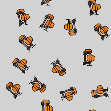 Concrete mixer machine cement vector seamless pattern Illustrazione stock