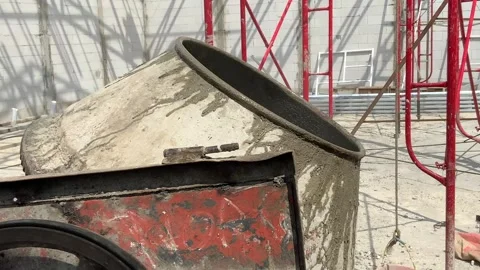 Concrete mixer machine on a construction site Видео 334533636