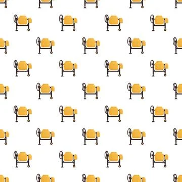 Concrete mixer machine equipment creating seamless pattern Stock Illustration