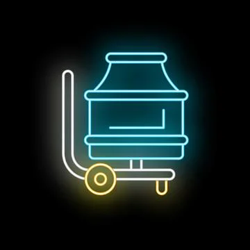 Concrete mixer machine icon glowing with a neon light effect Stock Illustration