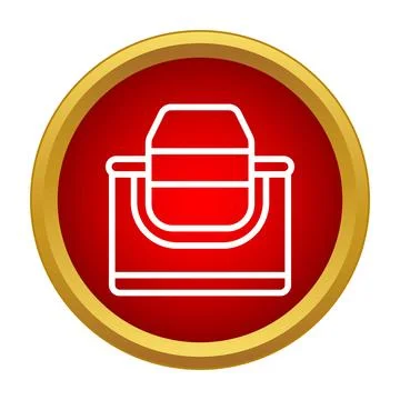 Concrete mixer machine icon on red circle Stock Illustration