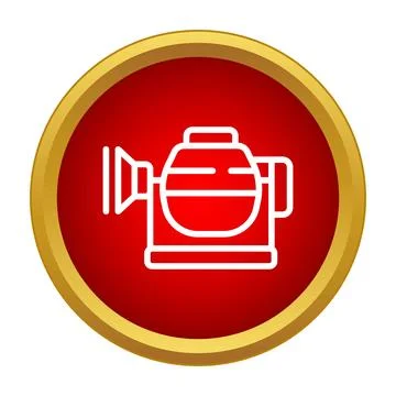 Concrete mixer machine icon on a red background Stock Illustration