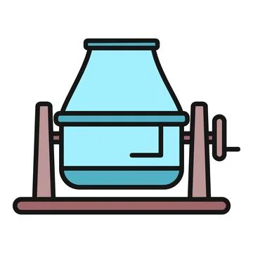 Concrete mixer machine line flat design icon Stock Illustration