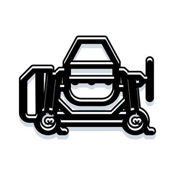 Concrete mixer machine mixing cement for construction work Stock Illustration