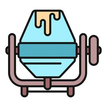Concrete mixer machine mixing cement material on construction site Stock Illustration