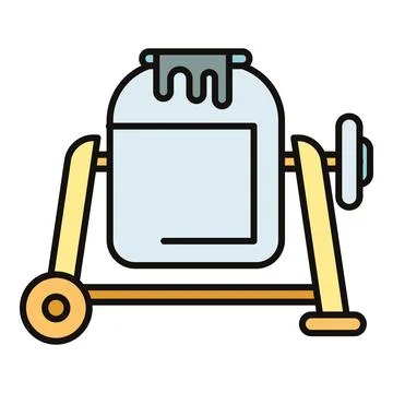 Concrete mixer machine mixing cement for construction work Stock Illustration