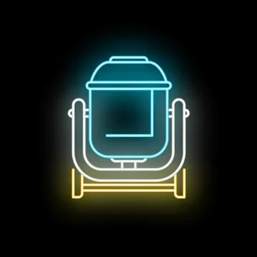 Concrete mixer machine neon light glowing sign Иллюстрация
