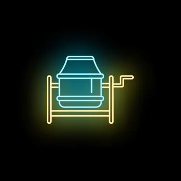 Concrete mixer machine neon working construction icon Ilustración de archivo