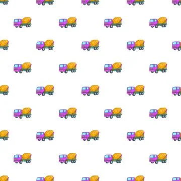 Concrete mixer machine pattern, cartoon style Stock Illustration