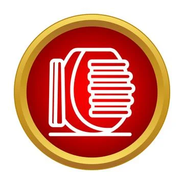 Concrete mixer machine in red circle icon Stock Illustration