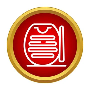 Concrete mixer machine red round button icon Stock Illustration