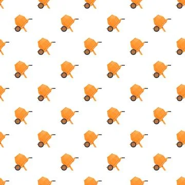 Concrete mixer machine seamless pattern on white background Stockillustratie