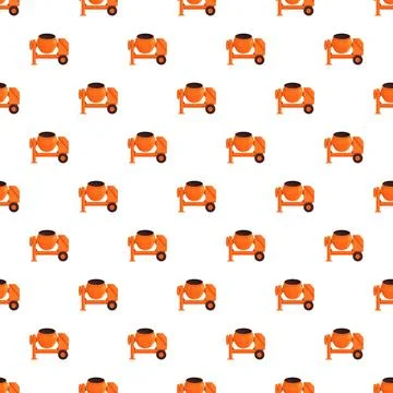 Concrete mixer machines constructing seamless pattern background Stock Illustration