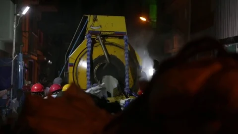 Concrete mixer in operation Stock Footage 80085682