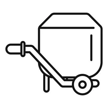 Concrete mixer pushing by construction worker on white background Stockillustratie