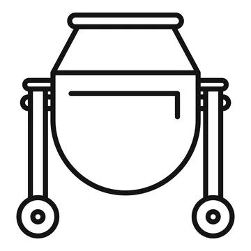 Concrete mixer standing on wheels for construction works Illustration
