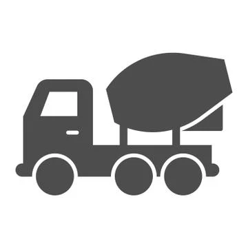Concrete mixer truck solid icon. Heavy machine, cement blender vehicle symbol Stock Illustration