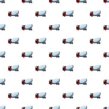 Concrete mixer trucks creating construction machinery pattern Illustrazione stock