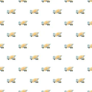 Concrete mixer trucks creating repeating seamless pattern background 스톡 일러스트