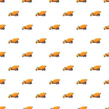 Concrete mixer trucks seamless pattern construction background Stock Illustration